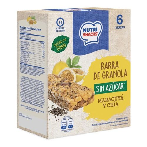 Barra de Granola Nutrisnacks Sin Azúcar Maracuyá-Chía 6-Pack 150g